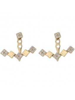 Boucles D'Oreilles  Carreaux Graphiques Oxydeydes De Zirconium Or Jaune 9K