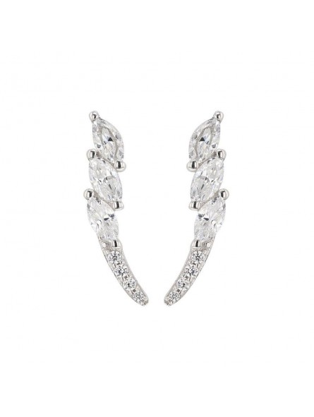 Boucles D'Oreilles Oxydes De Zirconium Or Gris 9K 1011891 - Marque Collection Elsass Bijouterie    Oxyde De Zirconium