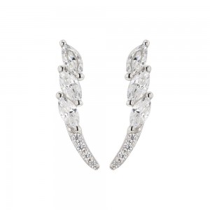 Boucles D'Oreilles Oxydes De Zirconium Or Gris 9K 1011891 - Marque Collection Elsass Bijouterie    Oxyde De Zirconium