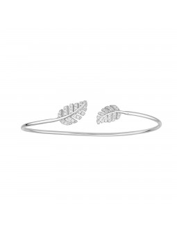 Bracelet Jonc "Plumes" Argent 1019067 - Marque Collection Elsass Bijouterie  Argent 925/1000 - Couleur Blanc Oxyde De Zirconium