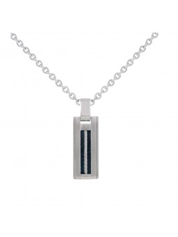 Collier Avec Cable En Acier Noir Et Blanc - 72-0006-N-G