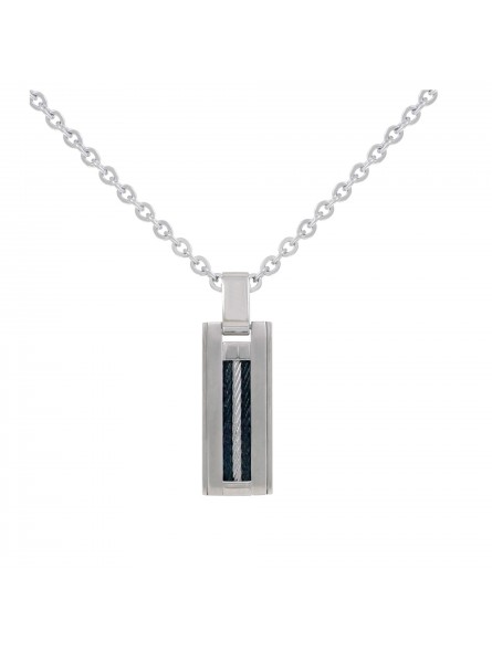 Collier Avec Cable En Acier Noir Et Blanc - 72-0006-N-G Collier Avec Cable En Acier Noir Et Blanc - 72-0006-N-G