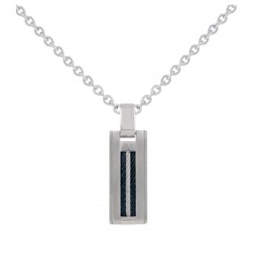 Collier Avec Cable En Acier Noir Et Blanc - 72-0006-N-G
