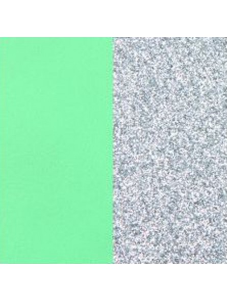 Les Georgettes cuir manchette vert d'eau-paillettes argentées 40 mm