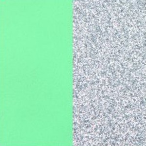 Les Georgettes cuir manchette vert d'eau-paillettes argentées 40 mm
