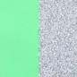 Les Georgettes cuir manchette vert d'eau-paillettes argentées 40 mm