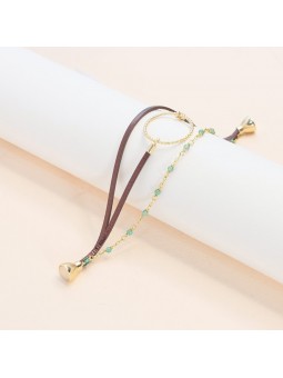 Flowers for Zoé - Bracelet Enola Metallic Brown Pierres Jade Verte