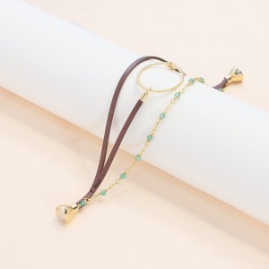 Flowers for Zoé - Bracelet Enola Metallic Brown Pierres Jade Verte