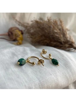 Flowers for Zoé - Boucles D'Oreilles Leo Malachite Irise