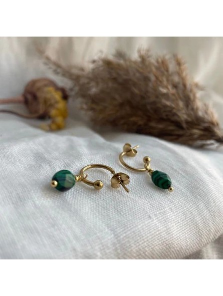 Flowers for Zoé - Boucles D'Oreilles Leo Malachite Irise