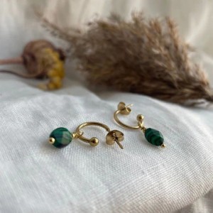 Flowers for Zoé - Boucles D'Oreilles Leo Malachite Irise