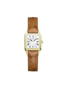 Montre Femme HERBELIN Luna Blanc Acier Doré Cuir Autruche - 17457P01GD