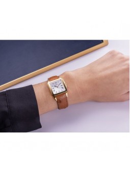 Montre Femme HERBELIN Luna Blanc Acier Doré Cuir Autruche - 17457P01GD
