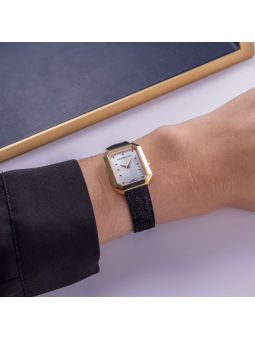 Montre Femme HERBELIN Octogone Blanc Nacre Acier Doré Cuir - 17446P19