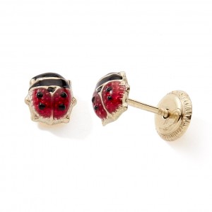 Boucles d'oreilles or jaune 750/000 coccinelle - B100V