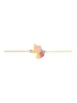 Bracelet Licorne Email 16 cm Or Jaune 750 - 1020172