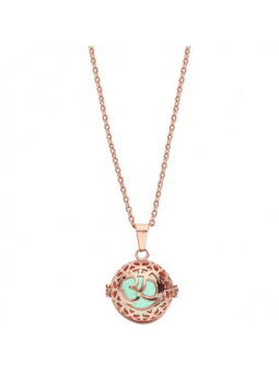 Collier Femme Thabora Bola Grossesse Boule Style Bouddhiste Acier Or Rose - 132467D