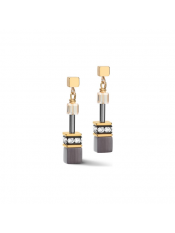Boucles D'Oreille Coeur De Lion Pendantes Geocube Argenté Gris Or - 2839211216