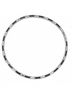 Collier Homme Phebus Acier Blanc Et Carbone - 75-0077