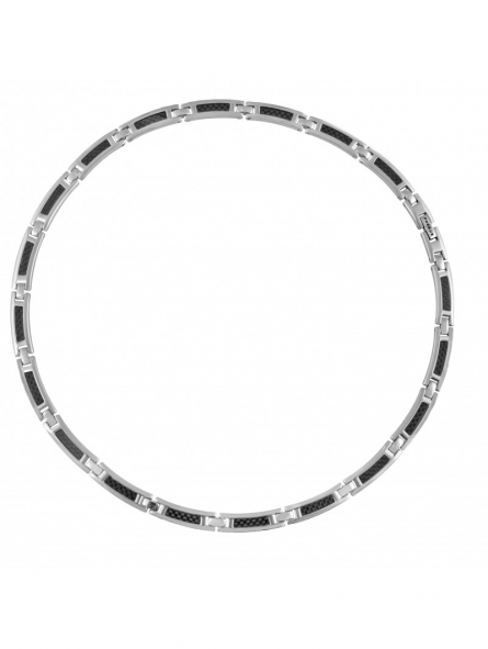 Collier Homme Phebus Acier Blanc Et Carbone - 75-0077