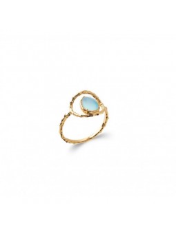Bague Taille 54 - Pierre Bleue - Plaqué Or