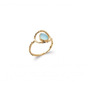 Bague Taille 54 - Pierre Bleue - Plaqué Or