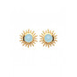 Boucles D'Oreilles Soleil Pierres Bleues - Plaqué Or