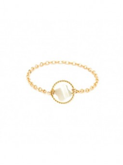 Bague Femme Yay Chaînette Swan Étoile Blanche Nacre Plaqué Or T52 - 2Swet101S
