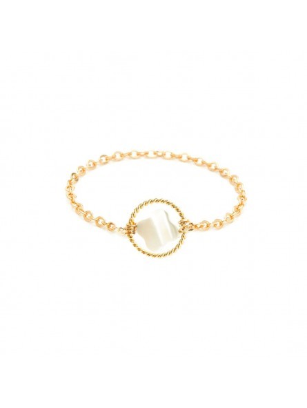 Bague Femme Yay Chaînette Swan Étoile Blanche Nacre Plaqué Or T52 - 2Swet101S Bague Femme Yay Chaînette Swan Étoile Blanche Nacre Plaqué Or T52 - 2Swet101S