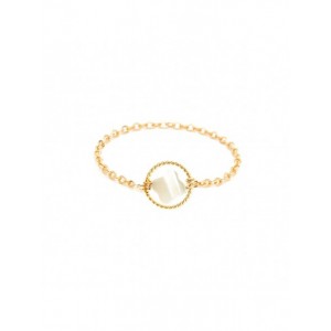 Bague Femme Yay Chaînette Swan Étoile Blanche Nacre Plaqué Or T52 - 2Swet101S