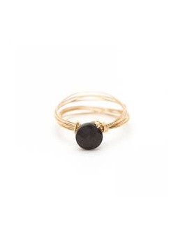 Bague Bouton Multirangs Spinelle Noir - T50 1Bomr112S - Marque Yay  Plaqué Or - Couleur Jaune - Spinelle