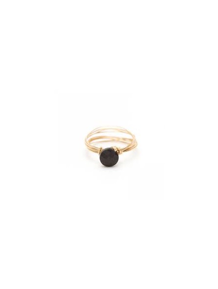 Bague Bouton Multirangs Spinelle Noir - T50 1Bomr112S - Marque Yay  Plaqué Or - Couleur Jaune - Spinelle