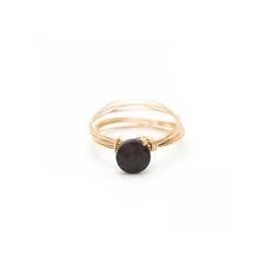 Bague Bouton Multirangs Spinelle Noir - T50 1Bomr112S - Marque Yay  Plaqué Or - Couleur Jaune - Spinelle