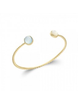 Bracelet Jonc Ouvert Serti De Pierres - Plaqué Or