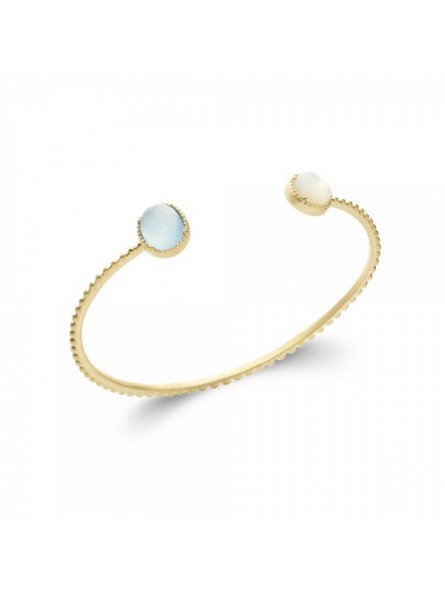 Bracelet Jonc Ouvert Serti De Pierres - Plaqué Or