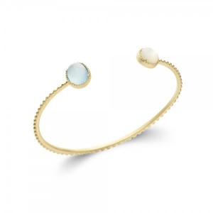 Bracelet Jonc Ouvert Serti De Pierres - Plaqué Or
