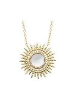 Collier Avec Pendentif Soleil Et Nacre - Plaqué Or