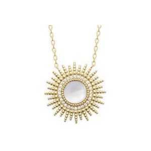 Collier Avec Pendentif Soleil Et Nacre - Plaqué Or
