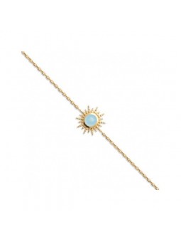 Bracelet Soleil Et Pierre Bleue - Plaqué Or