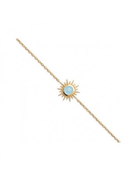 Bracelet Soleil Et Pierre Bleue - Plaqué Or