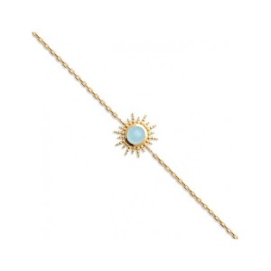 Bracelet Soleil Et Pierre Bleue - Plaqué Or