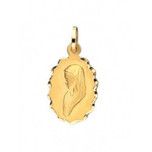 Pendentif Medaille Vierge Ovale Dentelee/Bapt 06 1000773 - Marque Collection Elsass Bijouterie  Or 750/1000 - Couleur Jaune -