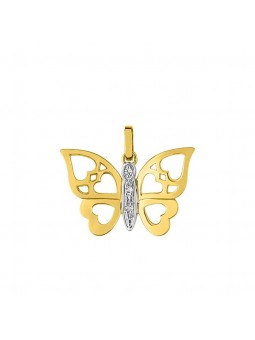 Pendentif 3 Diamants 0,015 Bicolor Or750