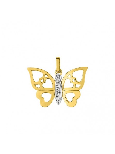 Pendentif 3 Diamants 0,015 Bicolor Or750