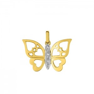 Pendentif 3 Diamants 0,015 Bicolor Or750