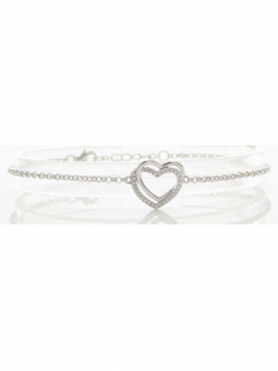 Bracelet "2 Coeurs" Argent C2031 - Marque Collection Elsass Bijouterie  Argent 925/1000 - Couleur Blanc Oxyde De Zirconium