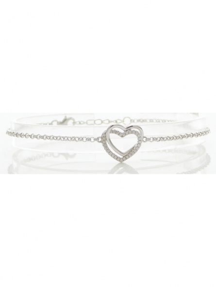 Bracelet "2 Coeurs" Argent C2031 - Marque Collection Elsass Bijouterie  Argent 925/1000 - Couleur Blanc Oxyde De Zirconium