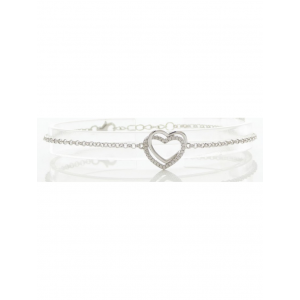 Bracelet "2 Coeurs" Argent C2031 - Marque Collection Elsass Bijouterie  Argent 925/1000 - Couleur Blanc Oxyde De Zirconium