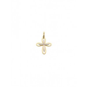 Boucles D'Oreilles Croix , Bicolore 750 1010516 - Marque Collection Elsass Bijouterie