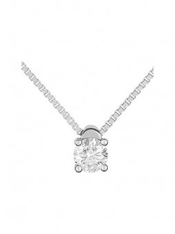 Collier Or Blanc 750/000 Solitaire Diamant Qb514Gb4